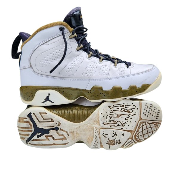 Air Jordan 9 Retro Big Statue GS 302359-109 White Black Militia Green Size 7Y - Picture 11 of 12